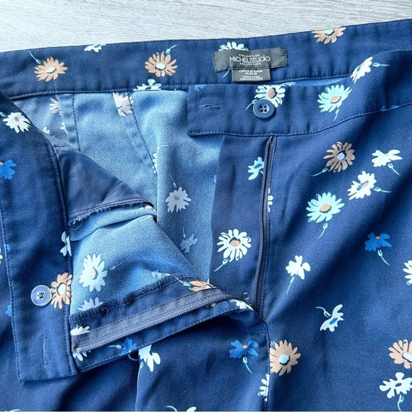 Michel Studio Allover Floral Print Pleated Front  Pants - Picture 3 of 11